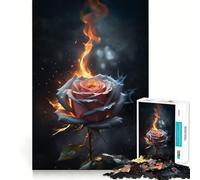 Puzzle da 1000 pezzi "Rosa Ardente nel Nero",incastro perfetto,gioco artistico e stimolante per la mente,ideale per il tempo libero e come regalo di compleanno (50x75cm)