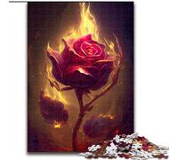Puzzle da 1000 pezzi Rosa che brucia in legno, idea regalo per le feste, opera d'arte umoristica, opera d'arte dettagliata 50x75cm, Natale o compleanni