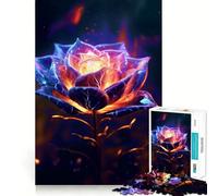Puzzle da 1000 pezzi "Rosa Neon Fiore Cosmico" per adulti, migliora la memoria, divertimento rilassante, bordi affilati, regalo per le vacanze (50x75cm)