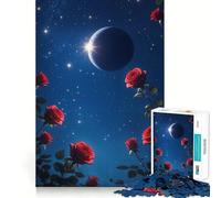 Puzzle da 1000 pezzi "Rose celesti sotto una notte cosmica" Gioco di precisione e divertente che stimola la mente,ideale per momenti di relax e tranquillità,perfetto come regalo di Natale (50x75cm)