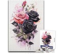 Puzzle da 1000 pezzi "Rose nere e un amico" per adolescenti, gioco educativo per la concentrazione mentale, idea regalo speciale commovente, dimensioni 38x52cm