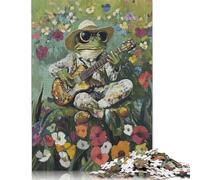 Puzzle da 1000 pezzi "Rospo chitarrista nel giardino fiorito", puzzle di carta per adulti e dai 18 anni in su, gioco intellettuale, 38x26 cm/1000 pezzi