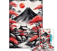 Puzzle da 1000 pezzi rosso e nero gioco rompicapo asiatico sfida per l'intelligenza giocattolo avvincente regalo per compleanni sfida difficile (dimensioni 38x52cm)
