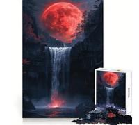 Puzzle da 1000 pezzi rosso luna di sangue per adolescenti, stimola la capacità di ragionamento, divertimento senza stress, bordi precisi, accogliente regalo di Natale (50x75cm)