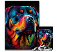 Puzzle da 1000 pezzi Rottweiler Cane colorato Puzzle in legno per adulti Rompicapo fai da te stimolante, gioco di famiglia perfetto o regalo decorativo 50x75cm / 19,68x29,52 pollici