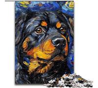 Puzzle da 1000 pezzi "Rottweiler Night Sky", puzzle difficili per adulti, divertente gioco in famiglia, opera d'arte decorativa fai da te, dimensioni 38x26cm
