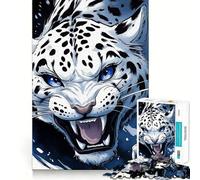 Puzzle da 1000 pezzi "Ruggito del leopardo delle nevi" per ragazzi, gioco di logica fine, facile da usare, bordi precisi, regalo per le festività (38x26cm)