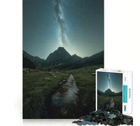 Puzzle da 1000 pezzi "Ruscello di montagna sotto la Via Lattea" per adulti e ragazzi, gioco di logica, divertimento rilassante, bordi netti, regalo memorabile (50x75cm)