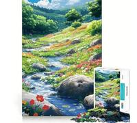 Puzzle da 1000 pezzi "Ruscello tra i fiori selvatici" per adolescenti, gioco stimolante e divertente, ideale per il relax, con taglio preciso, perfetto come regalo di Natale 38x52cm