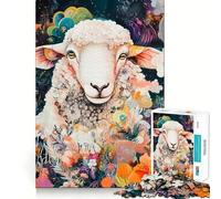 Puzzle da 1000 pezzi "Sacred Sheep in Bloom" per adolescenti, ideale per migliorare la memoria, per un relax informale, con bordi precisi e un regalo elegante (38x26cm)