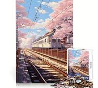 Puzzle da 1000 pezzi "Sakura Station" per adulti, migliora la memoria, offre un divertimento rilassante e ha bordi affilati, ideale come regalo per le vacanze (50x75cm)