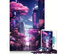 Puzzle da 1000 pezzi Sakura Street per ragazzi, gioco di puzzle stimolante per il relax, ritaglio chiaro, regalo per le festività (38x26cm)