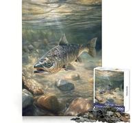 Puzzle da 1000 pezzi "Salmone nel fiume" per adulti, ideale per migliorare la memoria, calmare la mente, creare e assemblare attività creative (38x26cm)