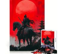 Puzzle da 1000 pezzi "Samurai a cavallo sotto la luna rossa" per ragazzi, gioco di puzzle stimolante per il relax, dimensioni precise, regalo per le festività (38x26cm)
