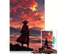 Puzzle da 1000 pezzi "Samurai al tramonto" per adolescenti, ideale per rafforzare la memoria, creare un'atmosfera rilassante e divertente, con bordi di qualità e un regalo perfetto (38x52cm)