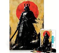 Puzzle da 1000 pezzi "Samurai al tramonto rosso" per adolescenti, gioco di puzzle stimolante per il relax, ritaglio chiaro, regalo per le festività (38x26cm)