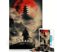 Puzzle da 1000 pezzi "Samurai Blood Moon Vegil" per adulti, ideale per migliorare la memoria, per un divertimento rilassante e per un regalo di Natale con bordi affilati (38x26cm)