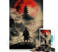 Puzzle da 1000 pezzi "Samurai Blood Moon Veglia" per adulti, ideale per rafforzare la memoria, alleviare lo stress e creare un'atmosfera piacevole Perfetto per compleanni a sorpresa (38x52cm)