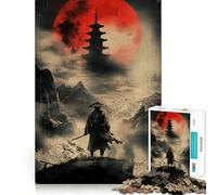 Puzzle da 1000 pezzi "Samurai Blood Moon Veglia" per ragazzi, ideale per migliorare la memoria, alleviare la tensione e creare un'opera d'arte di alta qualità (50x75cm)