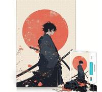 Puzzle da 1000 pezzi Samurai con sole rosso per ragazzi, gioco di logica solido, divertimento rilassante, taglio di precisione, (38x52cm)