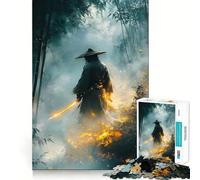 Puzzle da 1000 pezzi "Samurai con spada luminosa nella foresta di bambù" per adulti, gioco intelligente, divertente, con bordi affilati, ideale per i desideri di Babbo Natale (38x26cm)