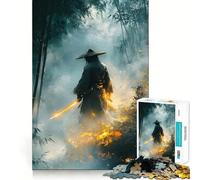 Puzzle da 1000 pezzi "Samurai con spada luminosa nella foresta di bambù" per ragazzi, gioco stimolante per la mente, hobby tranquillo, taglio preciso, regalo stagionale (50x75cm)