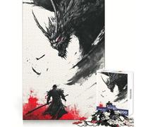 Puzzle da 1000 pezzi Samurai contro Drago per adolescenti: migliora la memoria, favorisce il rilassamento mentale, presenta bordi affilati ed è un regalo creativo (38x52cm)