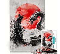 Puzzle da 1000 pezzi Samurai e Drago per adulti, stimola la memoria, allevia l'ansia, bordi precisi, sorpresa di Natale (38x52cm)