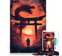 Puzzle da 1000 pezzi "Samurai e Porta del Drago" per adolescenti, gioco di logica puro, rilassante, con taglio netto e preciso, opera d'arte (38x26cm)