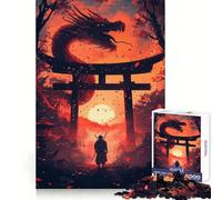 Puzzle da 1000 pezzi "Samurai e Porta del Drago" per adolescenti, gioco di logica puro, rilassante, con taglio netto e preciso, opera d'arte (38x26cm)