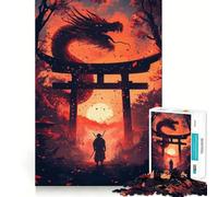 Puzzle da 1000 pezzi "Samurai e Porta del Drago" per adulti, gioco stimolante per la mente, rilassante e divertente, con tagli precisi, ideale come regalo di Natale (38x52cm)
