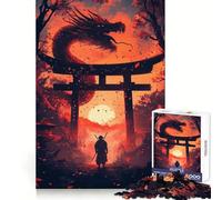 Puzzle da 1000 pezzi "Samurai e Porta del Drago" per adulti, gioco stimolante per la mente, rilassante e divertente, con tagli precisi, ideale come regalo di Natale (38x52cm)