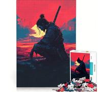 Puzzle da 1000 pezzi "Samurai Guerriero al Tramonto" giocattolo educativo gioco di velocità manuale con pezzi di forma casuale completamente ad incastro 38x26cm