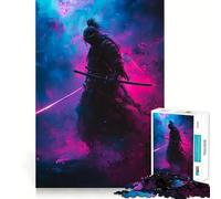 Puzzle da 1000 pezzi "Samurai in luce al neon" per adulti, gioco di logica fine, svago, bordi netti, oggetto da collezione (38x26cm)