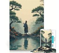 Puzzle da 1000 pezzi "Samurai in un giardino giapponese" per ragazzi, gioco di logica stimolante per il relax mentale, bordi chiari, regalo elegante (50x75cm)