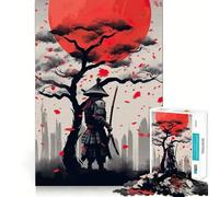 Puzzle da 1000 pezzi Samurai Katana Red Sun per adolescenti, gioco di logica stimolante, momento di serenità, bordi chiari, regalo creativo (38x52cm)