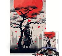Puzzle da 1000 pezzi Samurai Katana Red Sun per adolescenti, gioco di logica stimolante, momento di serenità, bordi chiari, regalo creativo (38x52cm)