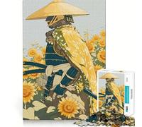 Puzzle da 1000 pezzi "Samurai nel campo di girasoli" per ragazzi, gioco di puzzle stimolante per il relax, dimensioni precise, regalo per le festività (38x52cm)