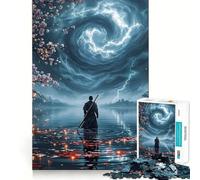 Puzzle da 1000 pezzi "Samurai nel lago in tempesta" per ragazzi, ideale per rafforzare la memoria, creare un'atmosfera rilassante e divertente, con bordi di qualità e un regalo perfetto (50x75cm)
