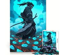 Puzzle da 1000 pezzi "Samurai nella nebbia blu" per adulti, ideale per stimolare la memoria, favorire il rilassamento mentale e ottenere un risultato preciso Regalo di compleanno (50x75cm)