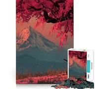 Puzzle da 1000 pezzi "Samurai sotto il ciliegio con montagna" per adulti, rompicapo rilassante, immagine da assemblare, articolo ideale per i desideri di Babbo Natale (50x75cm)