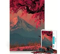 Puzzle da 1000 pezzi "Samurai sotto il ciliegio con montagna" per ragazzi, gioco di logica e abilità, rilassante, taglio preciso, regalo di Natale (38x26cm)