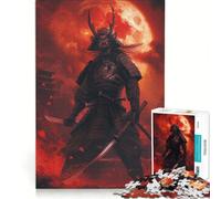 Puzzle da 1000 pezzi "Samurai sotto la luna di sangue" gioco rompicapo attività per famiglie con poster e foglio di curiosità abbinati 38x52cm