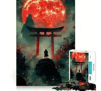 Puzzle da 1000 pezzi "Samurai sotto la luna di sangue" per adolescenti, rompicapo rilassante, regalo di Natale di alta qualità (50x75cm)