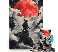 Puzzle da 1000 pezzi "Samurai sotto la luna di sangue" per adulti, gioco intelligente, divertente e con bordi affilati, ideale come regalo di Babbo Natale (38x52cm)