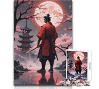 Puzzle da 1000 pezzi Samurai sotto la luna di sangue, rilassante attività per il tempo libero, taglio di precisione, bordo liscio, giocattolo da gioco, dimensioni 50x75cm