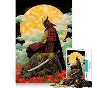 Puzzle da 1000 pezzi "Samurai sotto la luna piena" per adolescenti, migliora la memoria, rilassa la mente, ha bordi netti ed è un regalo creativo (50x75cm)