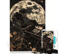 Puzzle da 1000 pezzi "Samurai sotto la luna piena" per adulti e ragazzi, gioco rilassante e stimolante, ideale come regalo per le vacanze (38x52cm)