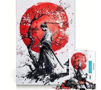 Puzzle da 1000 pezzi "Samurai sotto la luna rossa" per adulti, rompicapo rilassante, immagine da assemblare, oggetto ideale per i desideri di Babbo Natale (50x75cm)