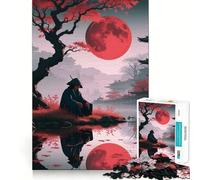 Puzzle da 1000 pezzi Samurai sotto la luna rossa per ragazzi, gioco di logica, divertimento rilassante, taglio di precisione, (50x75cm)